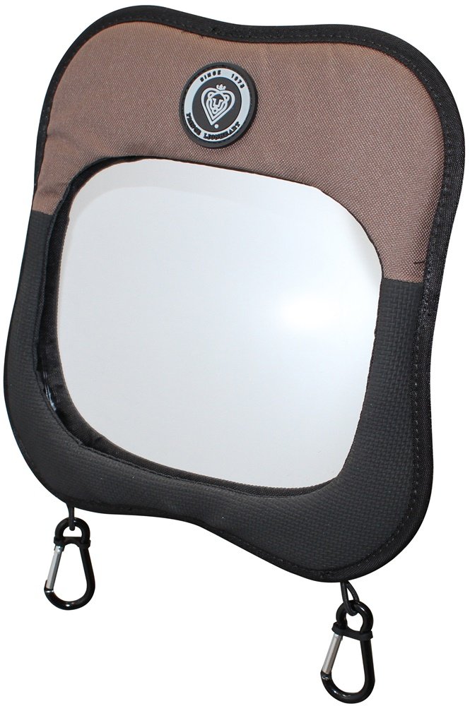 Prince Lionheart Rear View Mirror | Shatter-Proof | Clear-View Convex Design | Durable | Lifetime Guarantee | 2 Carabineer Clips | Durable – Black & Brown