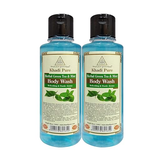 Khadi Pure Herbal Green Tea & Mint Body Wash - 210ml (Set of 2)