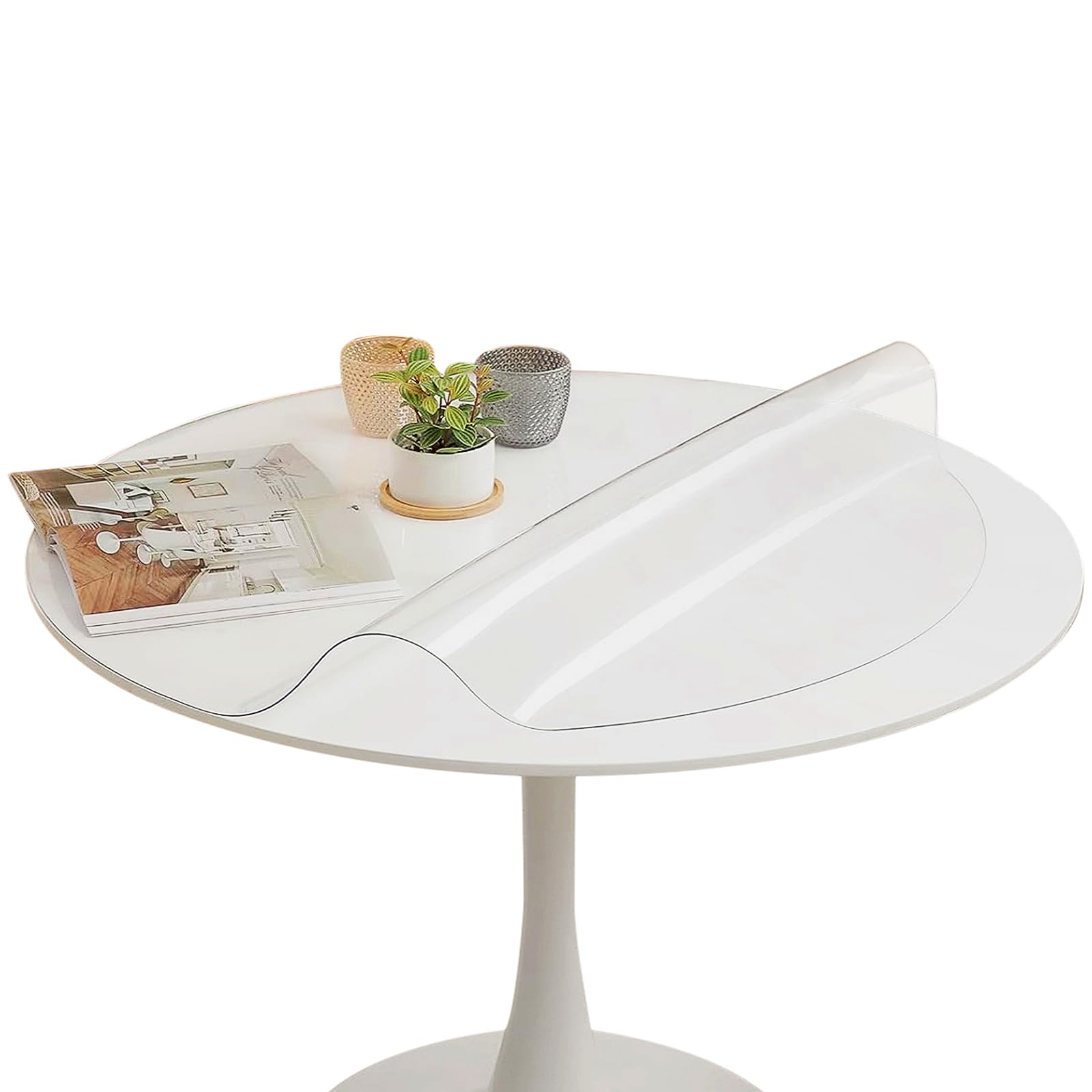 Round Clear Table Protector for Dining Room Tables Thick 2mm Transparent PVC Table Cloth Desk Table Pad Round Table Cover Dia.60