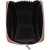 Cynure Women 36 Slots RFID Blocking Card Holder Large Long Leather Zipper Organizer Accordion Wallet