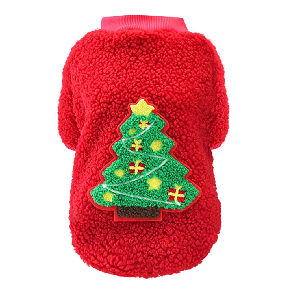 Izefia Dog Sweater Costume Christmas Clothes Gift Fleece Woolen Sweater Winter Warm Pajamas Christmas Father Reindeer Tree Sweater for Small Dog Medium Cat Tree Red XXL