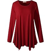 LARACE Womens Long Sleeve Flattering Comfy Tunic Loose Fit Flowy Top