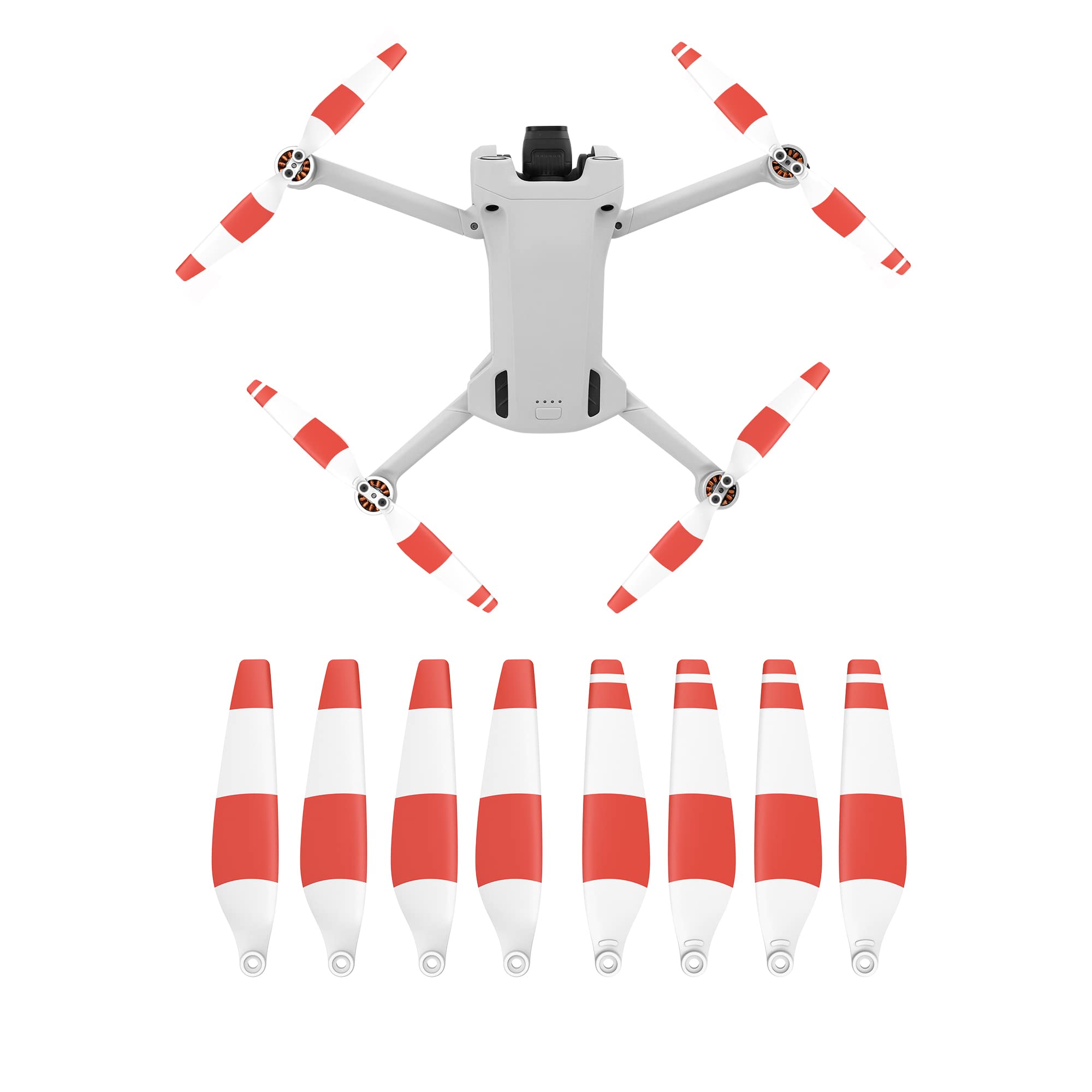 Fututech 8 Pieces 6030F Propeller for DJI Mini 3 Pro - Reduce Noise, Improve Performance - White & Red