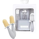 ezpz Tiny Pops (Pewter) - 4 Months+ - Popsicle Mold Set with Two Wands | Baby-Led Weaning + Introducing Solid Feeding