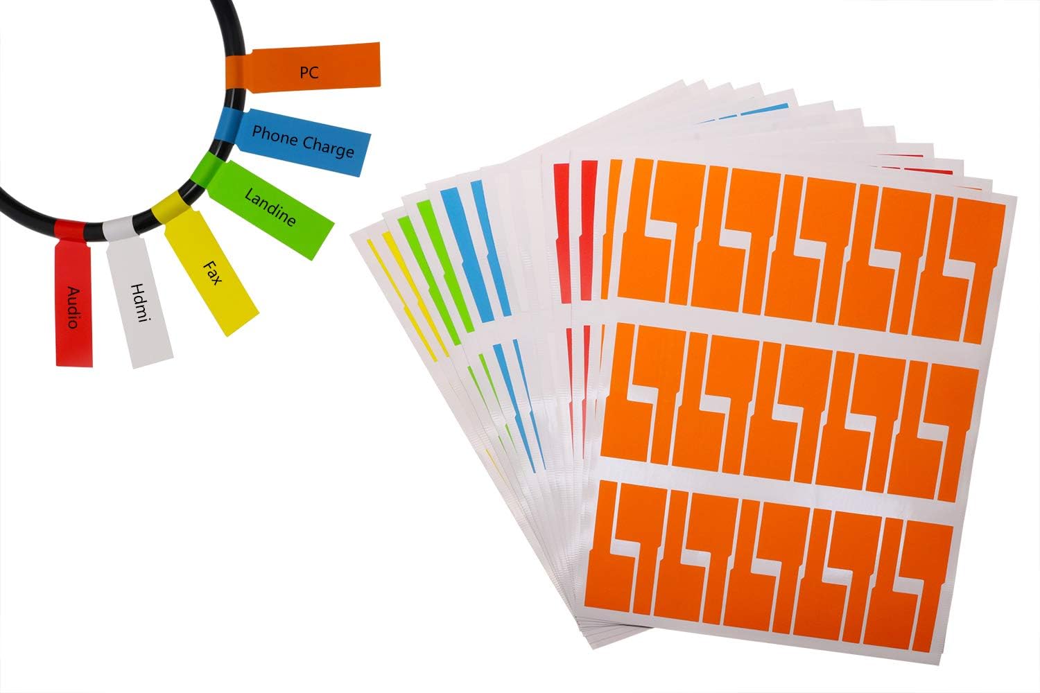 Mini Skater 240 Labels 8 Sheet Colorful Waterproof Cord Labels Tags Write on Stickers Tear Resistant Flexible Works Cord Identification Labels for Laser Printer (8 Sheet (240 Labels)) : Office Products