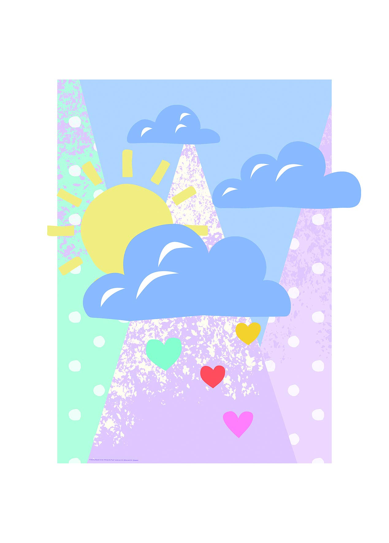 Komar Disney Winnie The Pooh Clouds Wall Picture | Children's Room Decoration Art Print | No Frame | WB088-50x70 | Size: 50 x 70 cm (Width x Height)