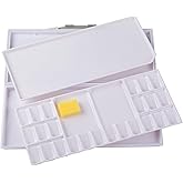 Falling in Art Airtight Leak-Proof Watercolor Palette, 24 Slightly Sloping Wells-3 Mixing Areas, 12 3/5 Inches by 6 2/7 Inche