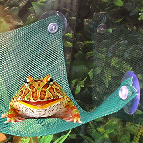 ChungGorGor Lizard Reptile Hammock - Large Reptile Mesh Hammock with Terrarium Plant, Breathable Hammock Lounger with Suction Cups for Bearded Dragon, Iguana