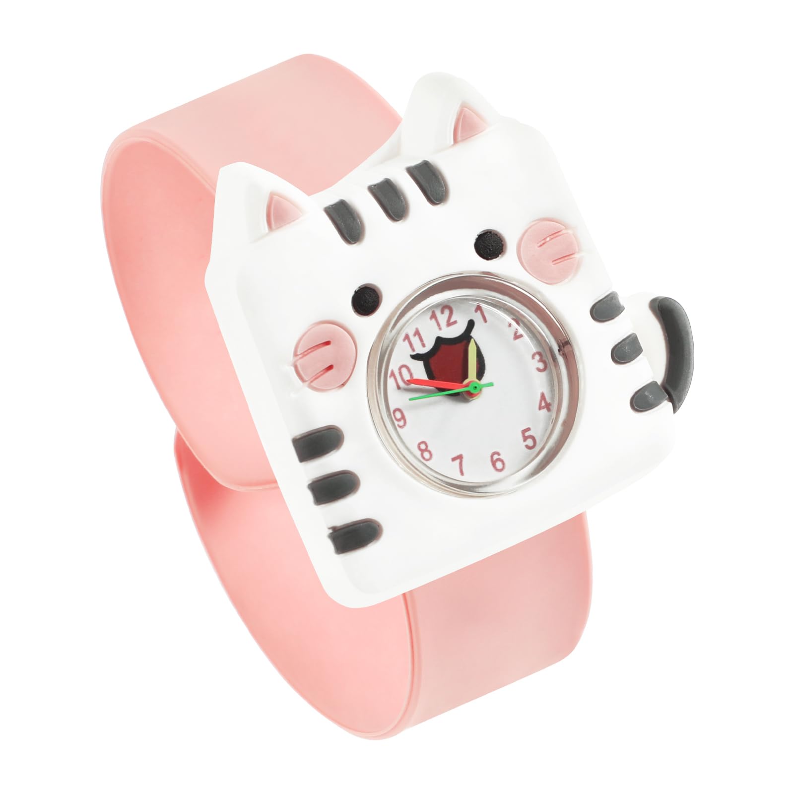 Hemobllo Slap Band Watches for Kids - Silicone Slap On Watch Quartz Watch Cute Cartoon Cat Slap Wrist Watch Funny Slap Band Watch for Kids Girls Party Supplies Favors (Pink)