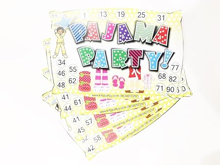 Pajama Party Printed Tambola Tickets