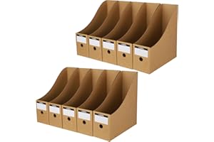 Lot de 10 porte-revues pliables en carton pour dossiers de bureau et catalogues - Porte-documents de format A4 avec étiquette