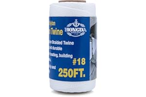 HONGDA Mason Line, 250 Feet #18 Braided Nylon Mason line String Perfect for Masonry Jobs and for The Layout of General Construction, Gardening, DIY Project, White