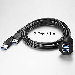 ICESPRING 2 Ports USB 3.0 Extension Cable, Flush