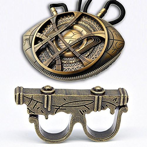 1:1 Doctor Strange Necklace+Ring Eye of Agamotto Pendant Cosplay Prop Dr. Singularity Long Necklace Movie Jewelry