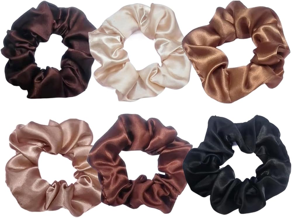 Jxuane 6 Pack Satin Scrunchies for Women Soft Elastic Hair Bands Ponytail