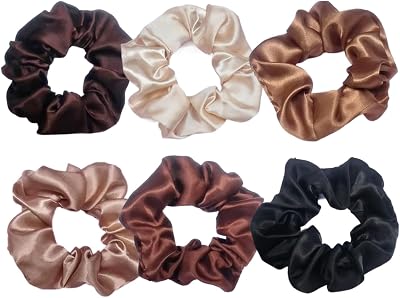 Jxuane 6 Pack Satin Scrunchies for Women Soft Elastic Hair Bands Ponytail
