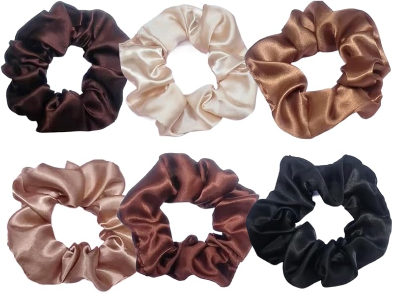 Jxuane 6 Pack Satin Scrunchies for Women Soft Elastic Hair Bands Ponytail