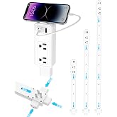 BUEBEO Electrical Outlet Extender Stick, Expandable 17.5"-36" with USB C | 2-Pack Adjustable Wall Outlet, 3-Stick Modular Design with 4-Way Plug, 2AC+2USB-A+USB-C for Hard-to-Reach Outlets
