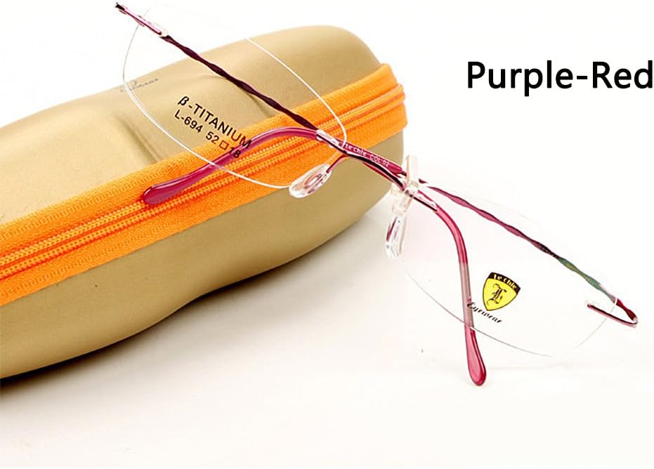 Snail Shop Lechie 100% β Titanium Rimless Rectangle Reading Glasses .25 up to 6.00（purple-red&691-lens Style） (1.0x)