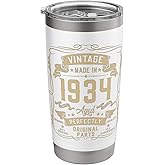 Vintage 1934 92yr 92nd Birthday Gifts for Men 92 Years Old Stainless Steel Insulated Tumbler