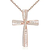 OKISIL Cross Necklace for Women, 925 Sterling Silver 18K Gold Plated Cross Necklaces for Women, Cross Pendant with 5A Cubic Zirconia Diamond, Birthday Christmas Jewelry Gifts for Women Her Wife