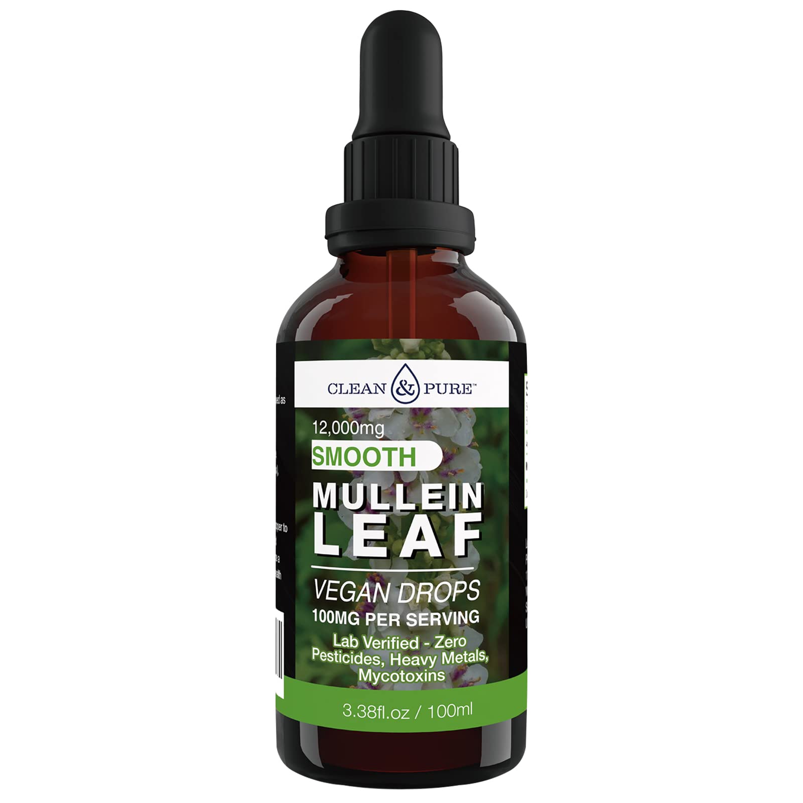 Clean & Pure Mullein Leaf Extract Liquid Drops 100ml | Lab Tested for Mycotoxins & Heavy Metals
