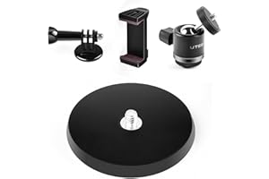 UTEBIT Magnetic Camera Mount Base Stand Kit 66mm, Magnet Tripod with 1/4 Screw Mini Ball Head, GoPro Adapter, Phone Holder for Insta360 Action Camera, Cellphone, Vlogging Max Load 44lb