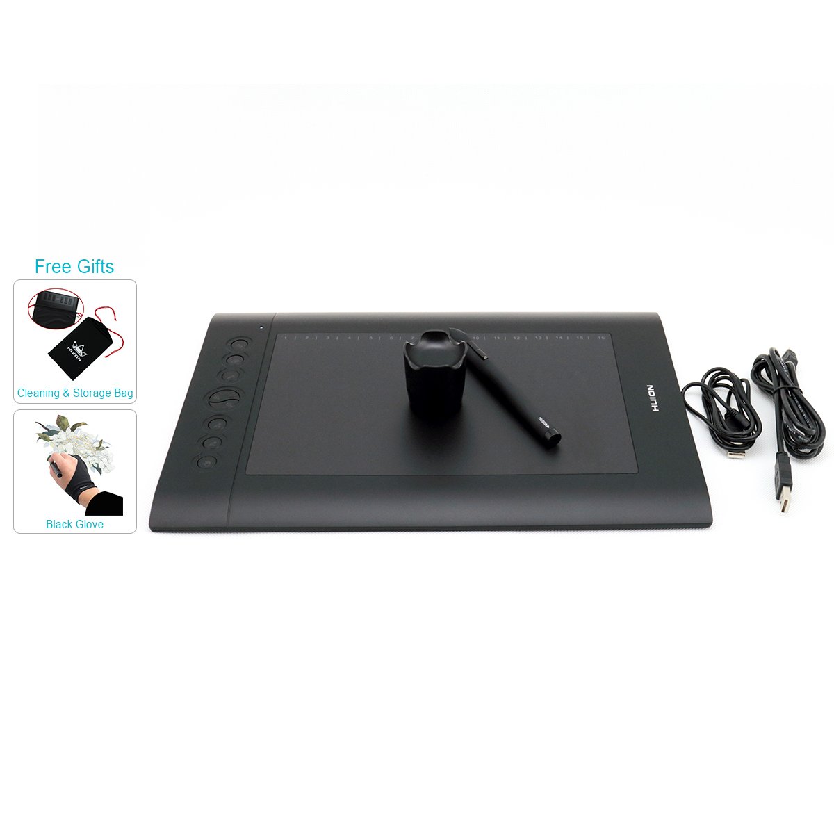 Huion H Pro Dibujo de Tableta gráfica Con Bolsa y Guante de