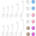 Longita Clear Belly Button Rings Plastic Belly Button Rings Plastic Belly Rings for Sports Surgery