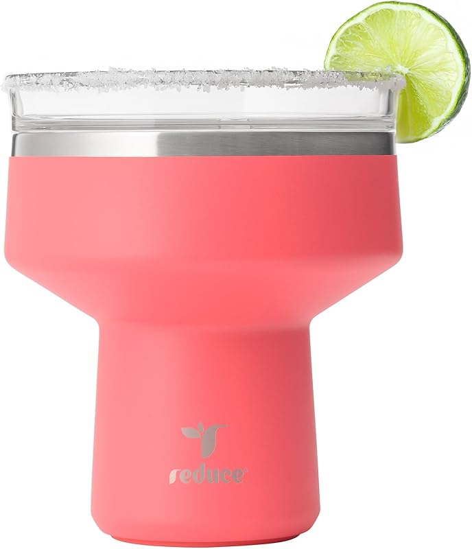 REDUCE Saltini 16 oz Cocktail Tumbler - Insulated Margarita Tumbler with Lid - Keeps Drinks Cold for 10 Hours - 360 Sippable Martini Glass Alternative - Shatterproof, Perfect for Parties - Daiquiri