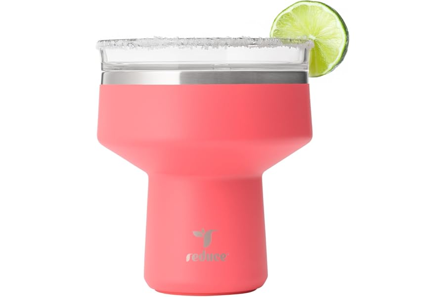 REDUCE Saltini 16 oz Cocktail Tumbler - Insulated Margarita Tumbler with Lid - Keeps Drinks Cold for 10 Hours - 360 Sippable Book