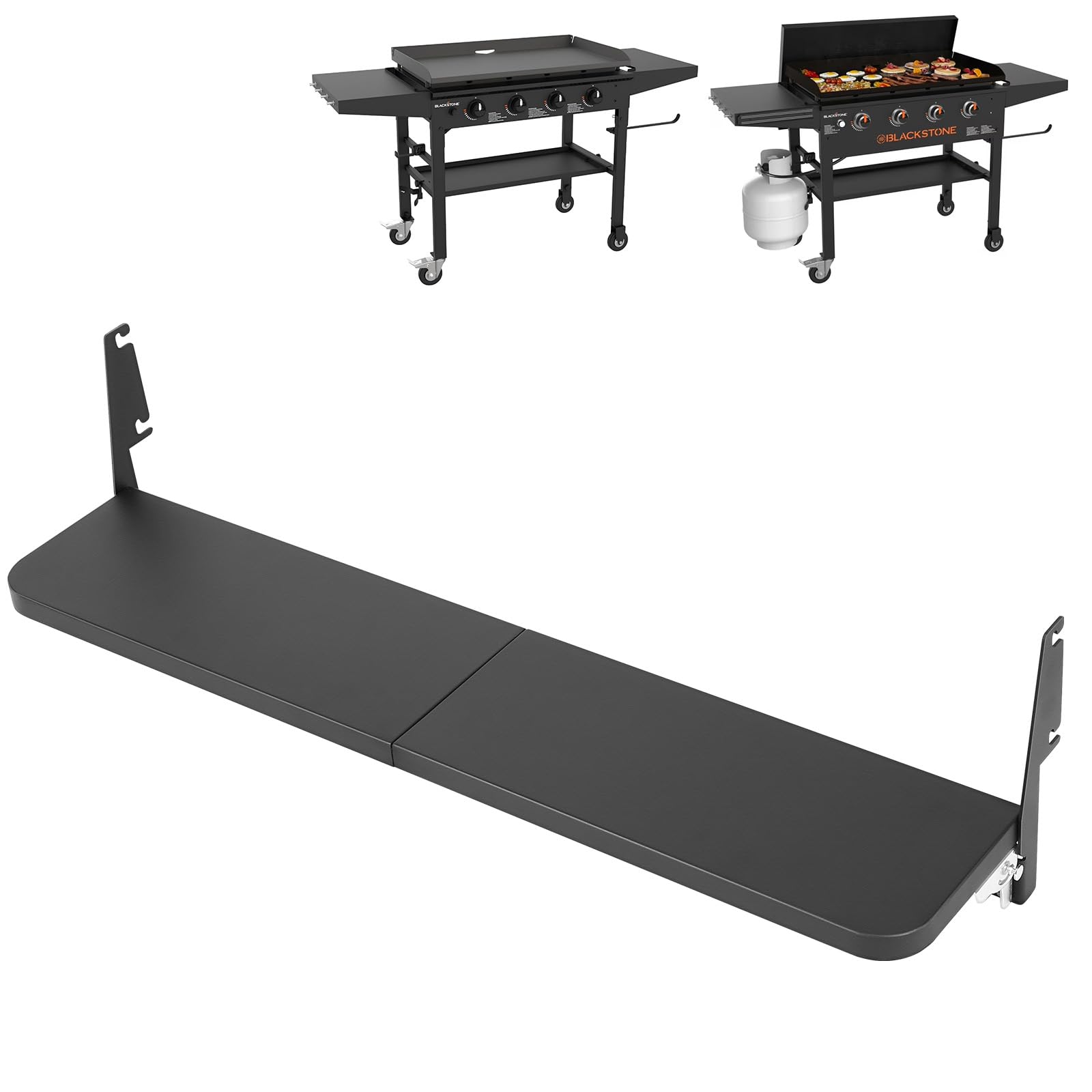 Utheer Upgraded Folding Front Shelf for Blackstone 36 Inch Griddle 2149 1984 1554 1825, Heavy-Duty 36" × 7" Steel Prep Table, 60 lb Load, Space-Saving Fold-Flat Work Surface Image