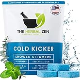 Cold Kicker Shower Steamers Aromatherapy for Relief - USA Made - Peppermint & Eucalyptus Shower Bomb Tablets – Valentines Day Gift for Her and Him – Soothing Natural Essential Oils (10 Pack)