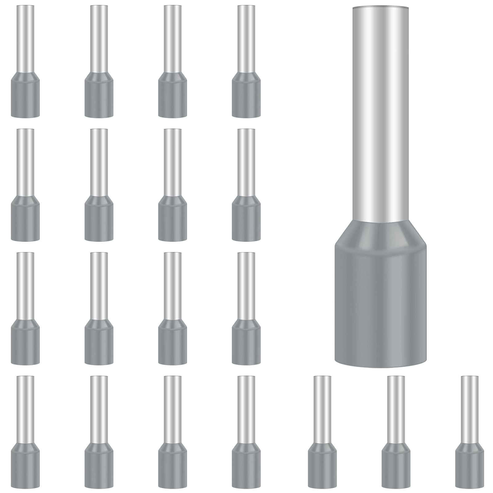 100Pcs Ferrules 4.0mm², Hanibos Insulated Bootlace Ferrule Wire Terminal Ferrules Crimp Connector Grey Cord Pin End Terminals Crimp Ferrules Wire Connector E4012