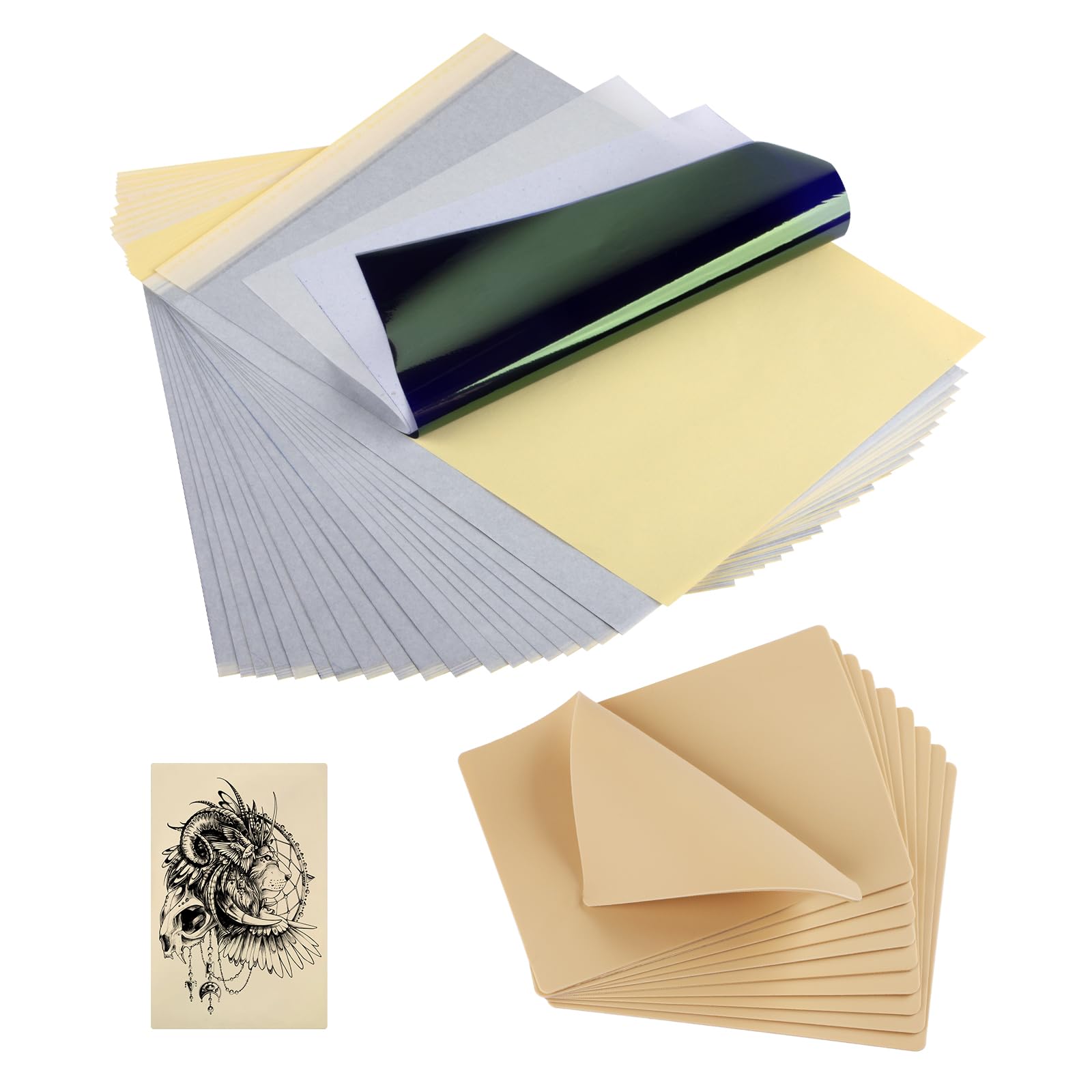 STIGMA Tattoo Practice Skin & Transfer Paper Set - 30 Pcs Fake Skin Tattoo Stencil Paper