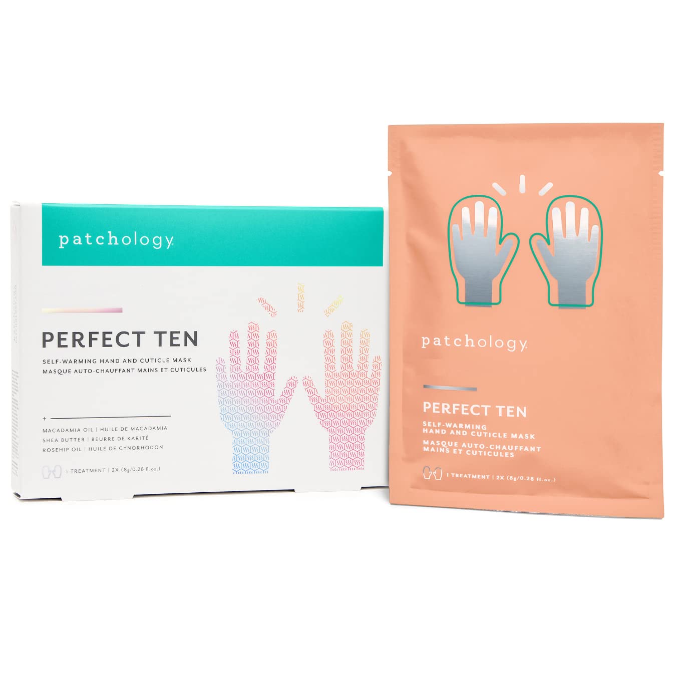Patchology Perfect Ten Hand & Cuticle Mask: Ultra-Moisturizing for Dry, Cracked Skin with Shea Butter, Coconut Oil, Vitamin E & Soothing Fruit Extracts for Supreme Softness and Nourishment - 1 Pair