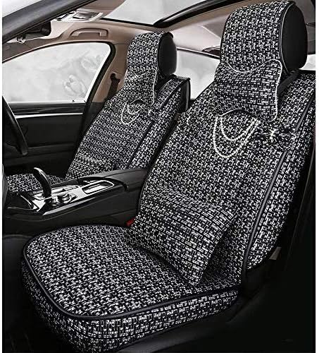 Xnrong 5D Covers Car Seat Cushion,Breathable Linen Car Seat Cushion, Full Set of Non-Slip Mats,B