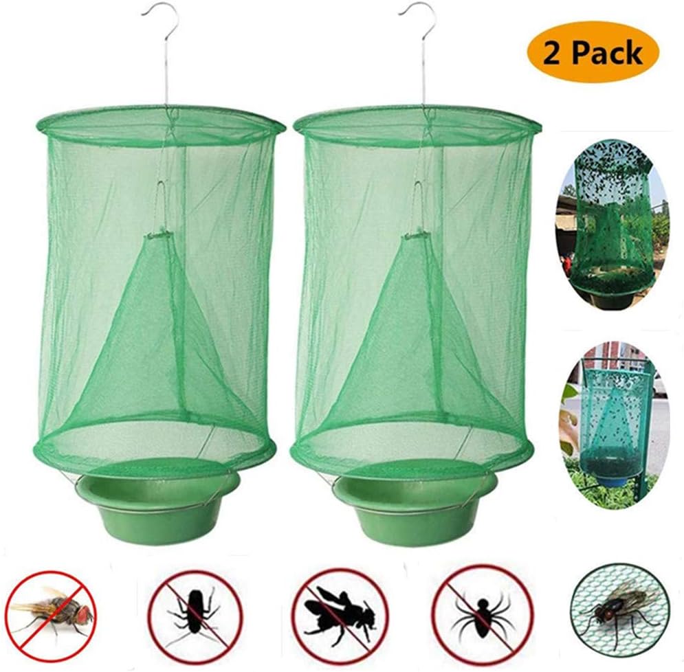 TeeBetter 2020 New Ranch Fly Trap Flycatcher Most Effective Trap Ever Made with Food Bait Flay Catcher for Indoor or Outdoor Family Farms, Park, Restaurants - 2 Pack