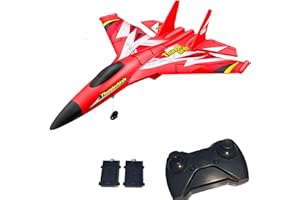 GIGEGAIRC RC Plane,Remote Control Airplane, 2.4GHz 2 Channel Remote Control Plane, with Gyro Night Lights & DIY Stickers,Easy to Fly,RC Glider for Beginners, Adults and Children (Red)