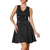 WOMLAYOUT Women's Sleeveless Blazer Dress Mini V Neck Double Breasted Dressy Formal Dresses
