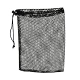Suriel Durable Nylon Mesh Bag with Sliding Drawstring Cord Lock Closure,Large Black Mesh Bag for Golf Tennis Balls,Gym,Shower,Washing Toys,Swimming,Beach,12×7.5 Inch