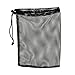 Suriel Durable Nylon Mesh Bag with Sliding Drawstring Cord Lock Closure,Large Black Mesh Bag for Golf Tennis Balls,Gym,Shower,Washing Toys,Swimming,Beach,12×7.5 Inch