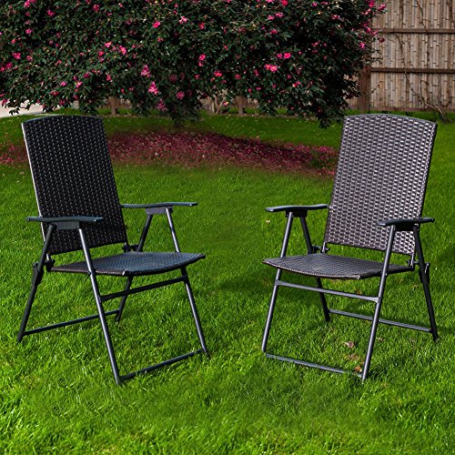 SunLife Folding Resin Wicker Rattan Chairs Patio Indoor Modern Garden