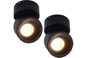 Homdec 2 Pack 12V RV LED COB Ceiling Spotlight Downlight with Switch, Surface Mounted 330° Adjustable Dimmable RV Wall Light Accent Lamp, 12 Volt RV Reading Lamp for Boat Camper Truck Trailer Caravan