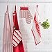 DII Cotton Gourmet Stripe Dish Cloths, 12 x 12 Set of 3, Herringbone Absorbent Kitchen Dishcloths for Cleaning, Drying, Cooking, Baking-Tomato Red