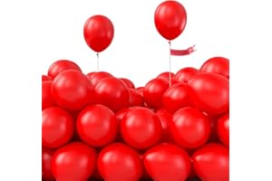 PartyWoo Red Balloons 100pcs 5 Inch Small Mini Matte Red Latex Balloons for Birthday Graduation Bachelorette Citizenship Anniversary Strawberry Cherry Casino Movie Theme Party Decorations Red-Y57