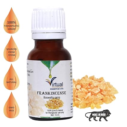 VIRTUAL Frankincense Essential Oil for Aging Skin, Fine Lines, Spirituality & Aroma, 100% Pure, Natural & Undiluted Therapeutic Grade Oil (15ml)