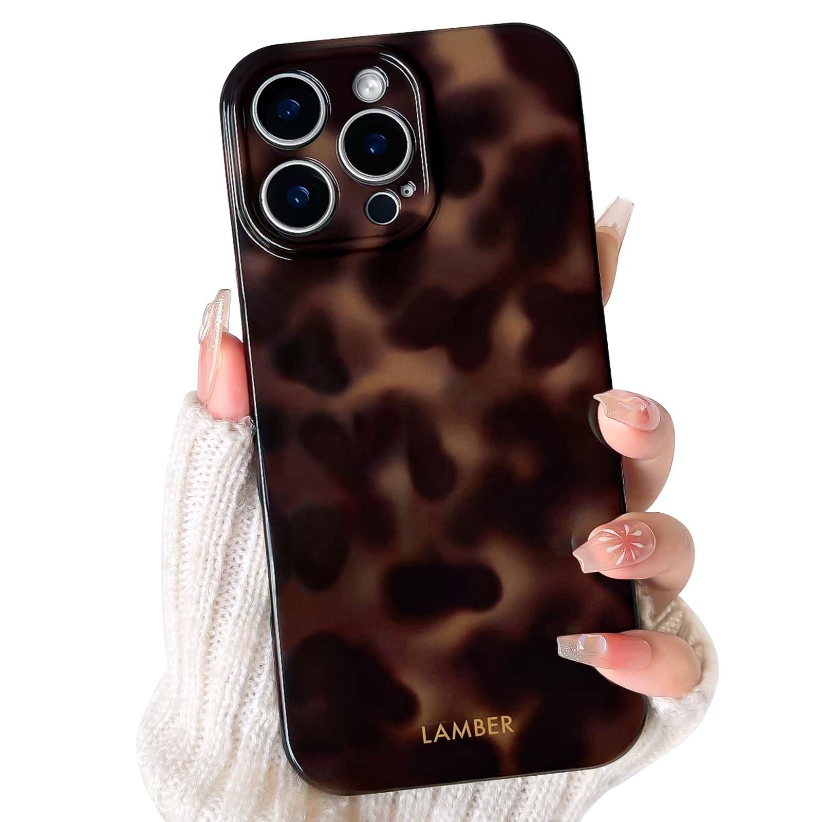 Photo 1 of NITITOP Compatible with iPhone 16 Pro Case Cute Stylish Leopard Print Amber Aesthetic Tortoise Design for Women Girls Men Soft TPU Shockproof Protective Cover - Brown