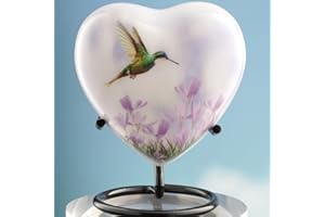 Olivia Memorials Heart Urn for Ashes Women Men Adult | White Hummingbird Urn for Female Male Carefully Handcrafted Funeral Decorative White Urn for Mom Mother Baby Pet Dog