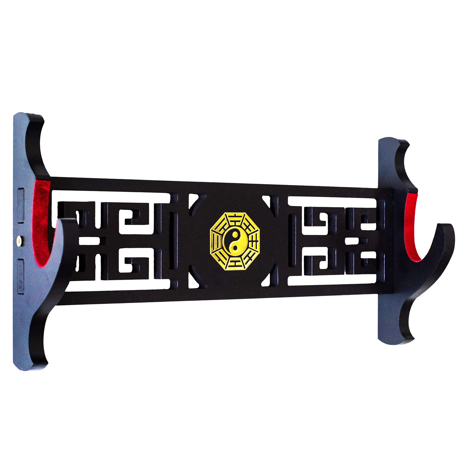 FOXSMZZ Sword Holder Japanese Bagua Velvet Padded Katana Stand Samurai Display Rack Support All Tanto Swords (1-Tier)